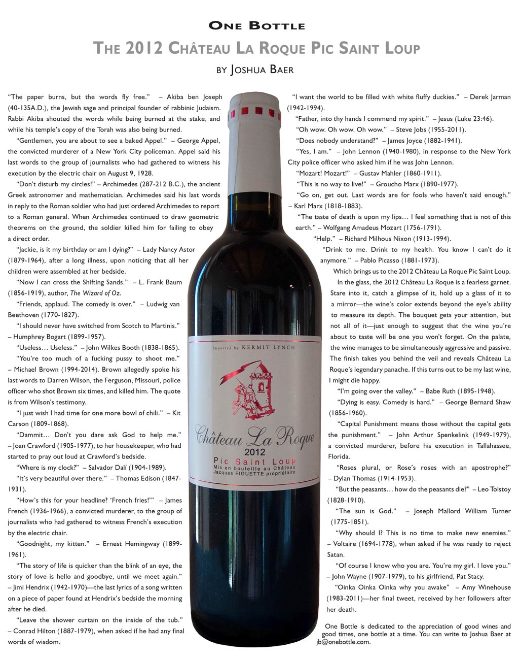 2012 Château La Roque Pic Saint Loup