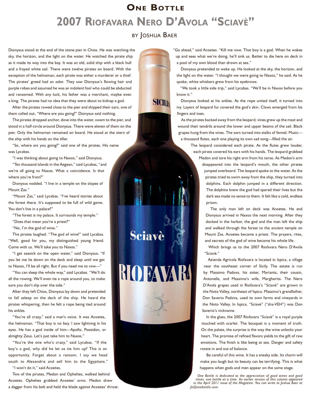2007 Riofavara Nero D'Avola Sciavè